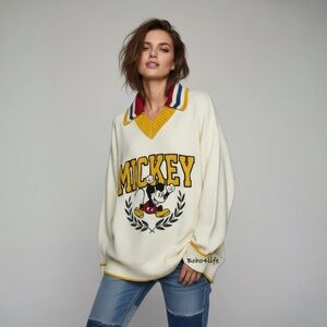 NWT Disney Mickey Adult Unisex Vintage Varsity Sweater Macys Exclusive Ltd Ed L